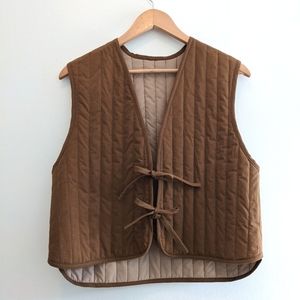 Handmade quilted reversible vest with ties